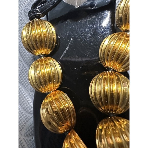 Jeffrey Campbell Yucatan gold Bead Thong Square Toe Black flat Sandals Sz 5 NEW - Picture 5 of 10